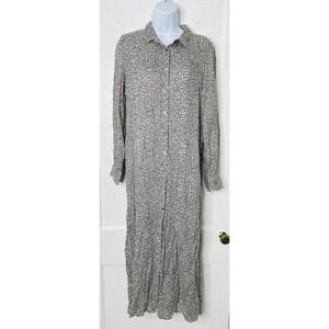 Amuse Society Maxi Dress XS/S Leopard Print Side Slit Button Up Breathable Boho